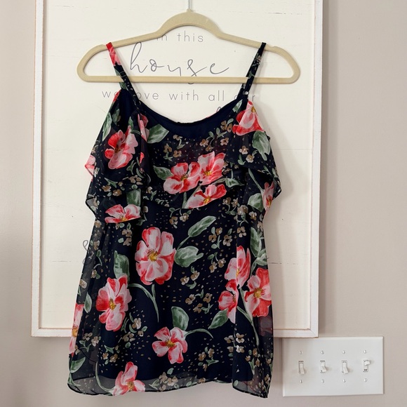 CABI 5220 Cold Shoulder Cami Fairy Tale Floral Whimsygoth Ruffled Blouse Blue - Picture 8 of 15